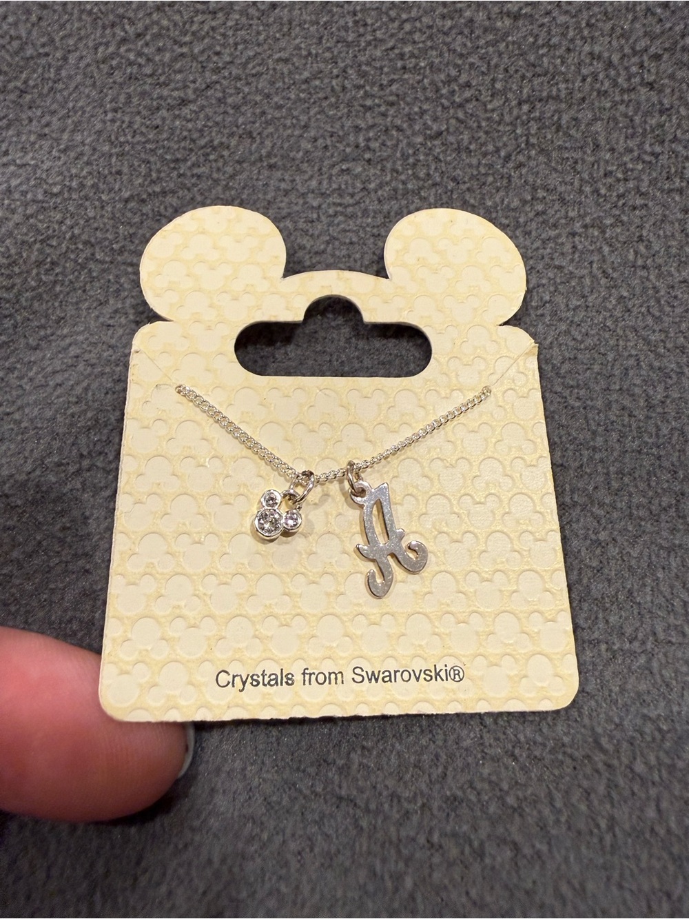 Disney “A” initial necklace with Swarovski crystal Mickey